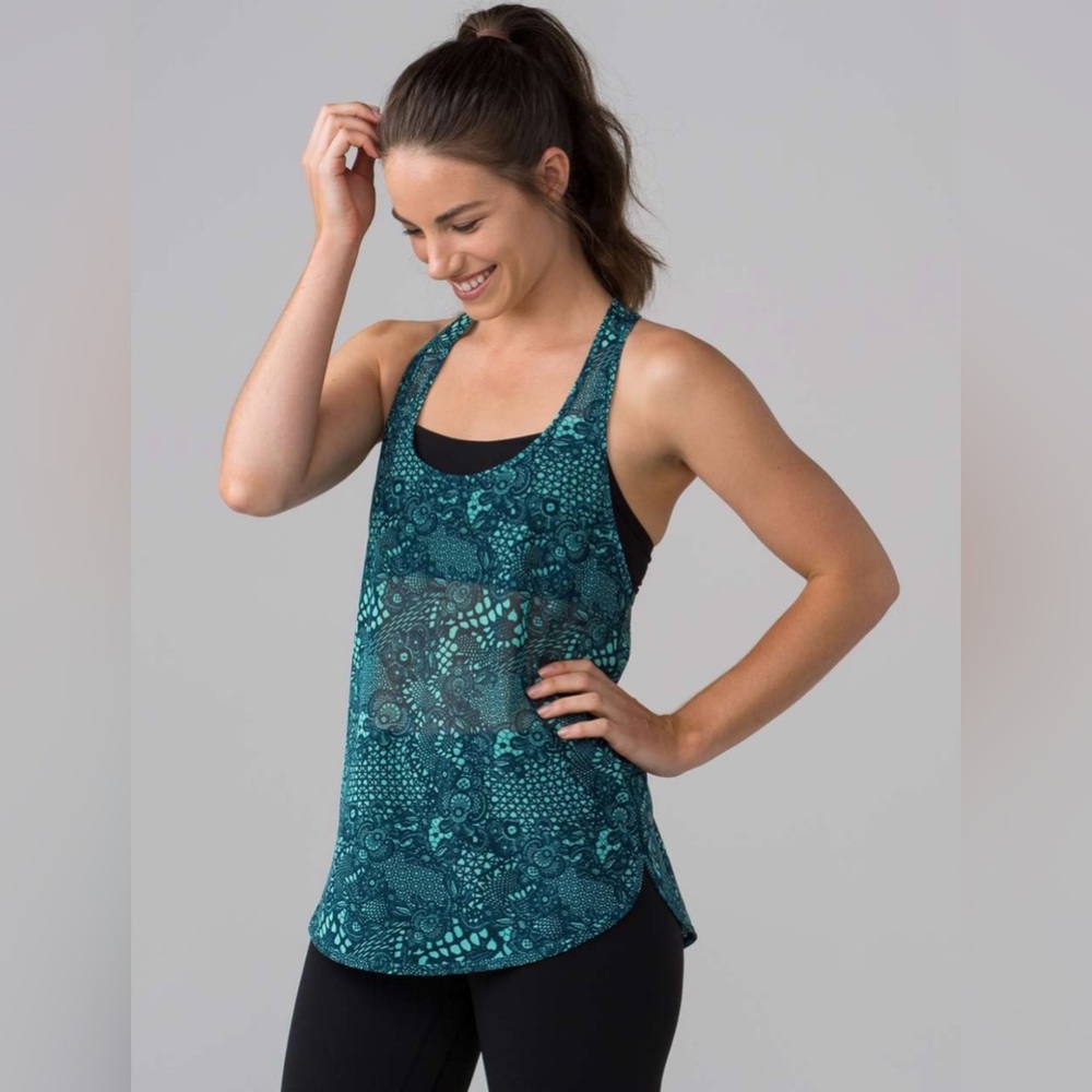 Lululemon 105 Singlet Women’s Tank Top Green/Blue Size 6